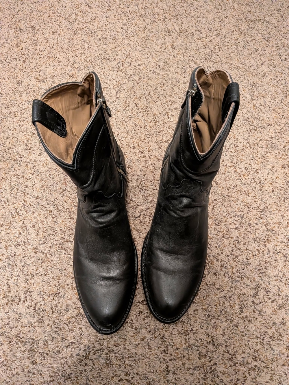 Tecovas Black Leather Western Zip-Quarter Boots - Picture 3 of 7